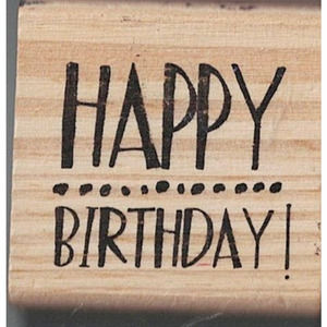 HAPPY BIRTHDAY 1.25in x 1.25in Woodblock Rubber Stamp